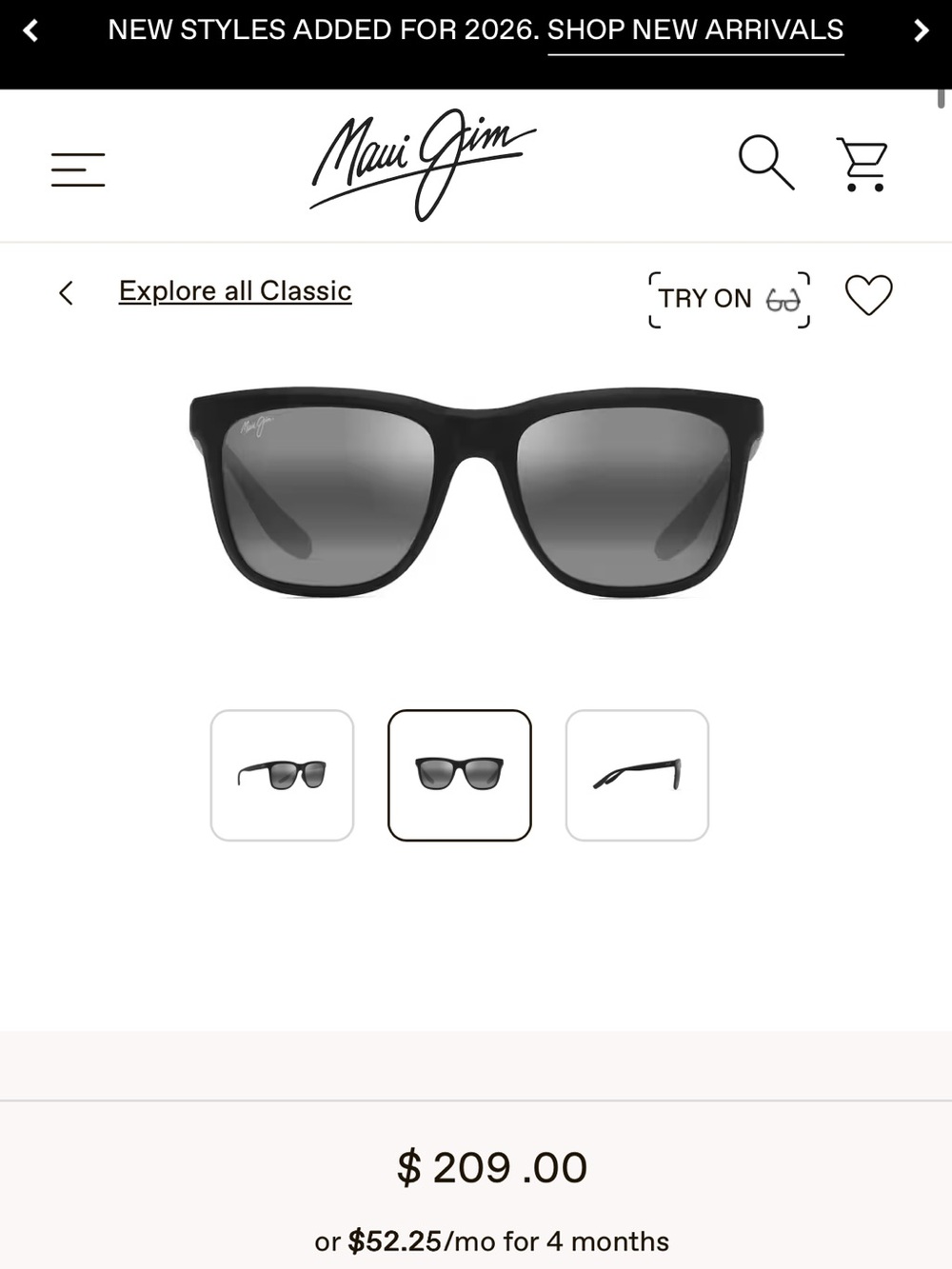 Maui Jim Pehu Matte Black Sunglasses with Gray Gradient Lenses
